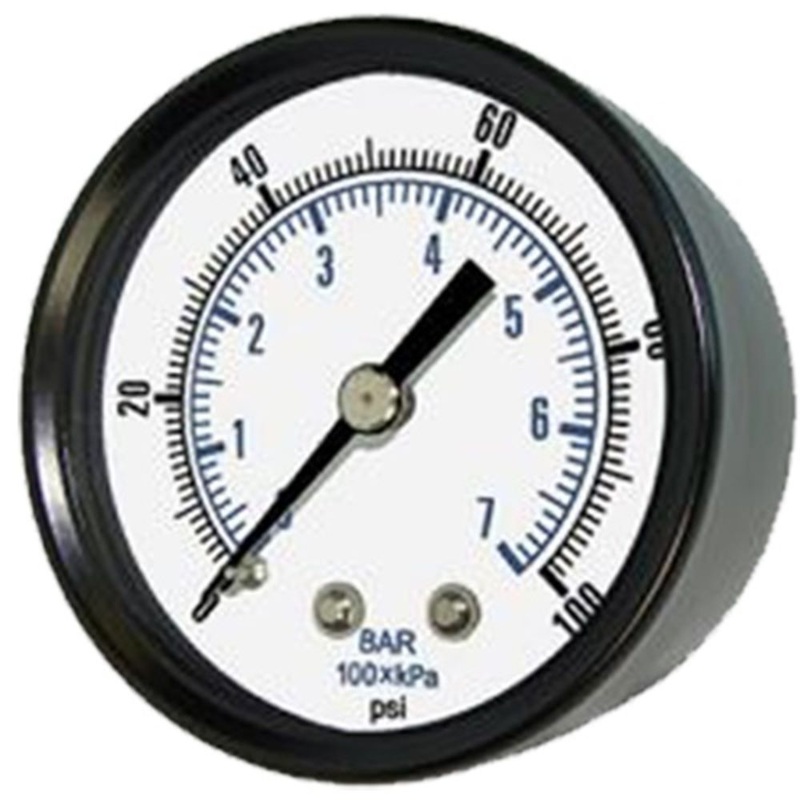 Water Pressure Gauge 160 PSI, 1/4 MPT, 2.0 Plastic Dial, Center Mount, SS Case