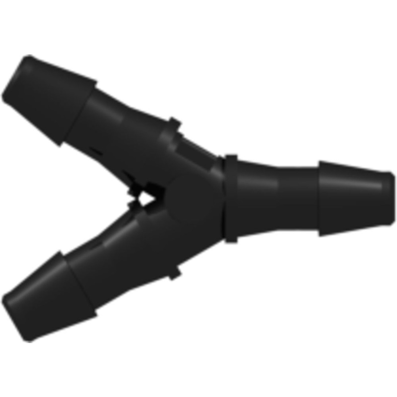 LinkTech Y Tube Fitting with 200 Series Barbs, 3/32 (2.4 mm) ID Tubing, Black Nylon