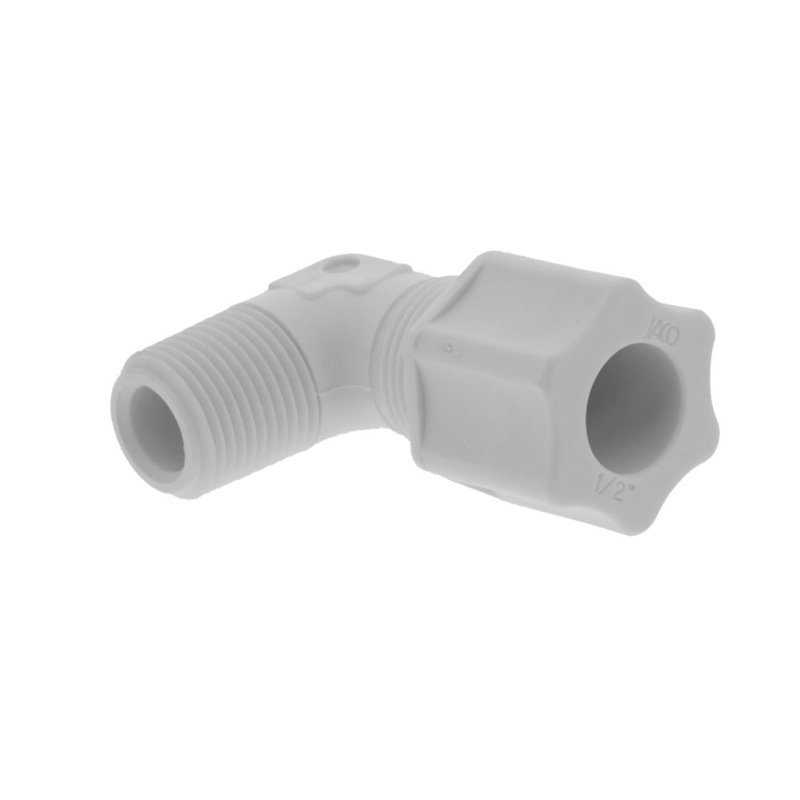 JACO 40-8-6-P-O Polypropylene Male Elbow 1/2 OD Tube x 3/8 MPT