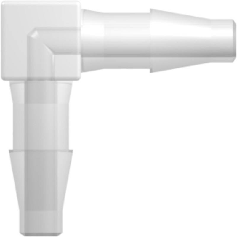 LinkTech Elbow Tube Fitting with Classic Series Barbs, 3/16 (4.8 mm) ID Tubing, Natural Polypropylene