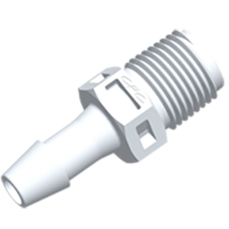 FitQuik Nylon Thread to Tube Straight Fitting – 1/8 NPT to 1/4 ID Barb – White