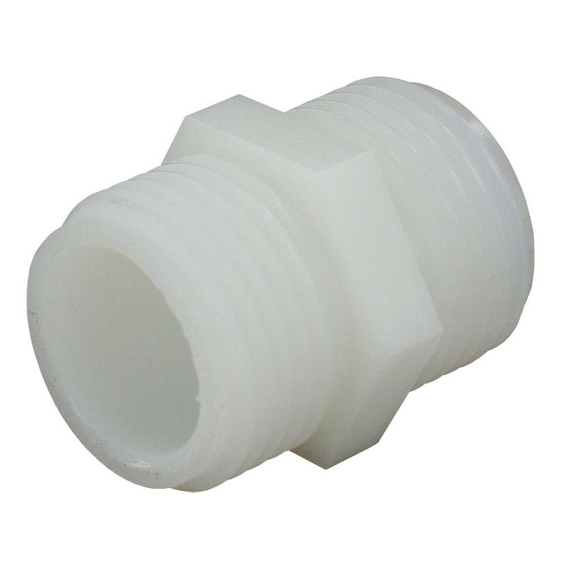 Garden Hose Hex Nipple Nylon  – 3/4 MGHT x 3/4 MGHT