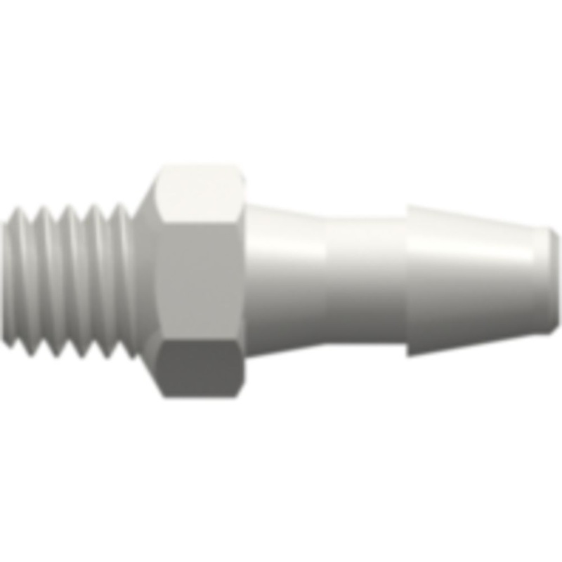 LinkTech 10-32 Special Tapered Thread with 1/4 Hex to 200 Series Barb, 1/8 (3.2 mm) ID Tubing, White Nylon