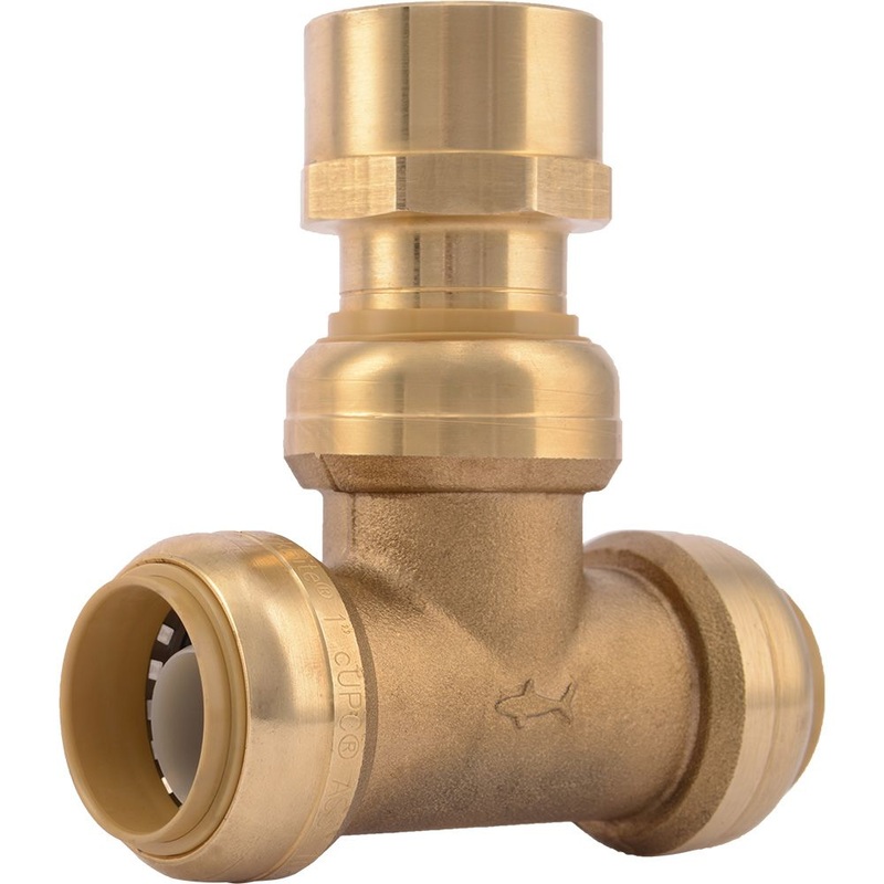 SharkBite U464LF Lead-Free Brass Push-to-Connect Female Center Tee – 1 x 1 x 1 FPT
