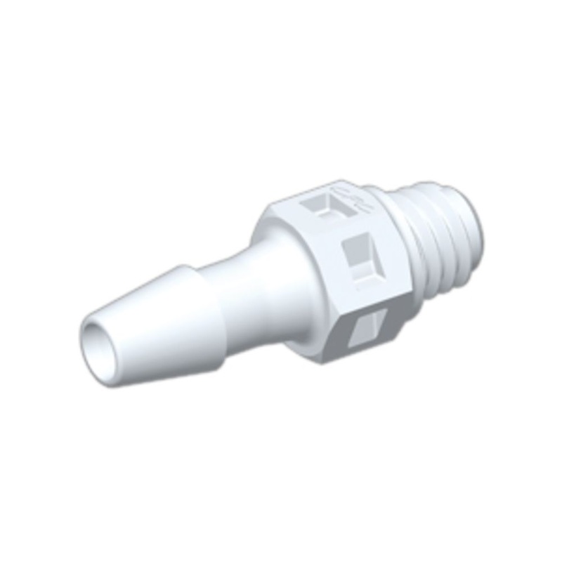 FitQuik Nylon Thread to Tube Straight Fitting White – 10-32 UNF to 3/32 Hose Barb