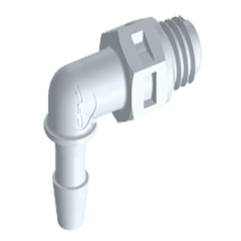 ME370 Elbow Fitting Natural PVDF Tapered 10-32 x 3/32 HB
