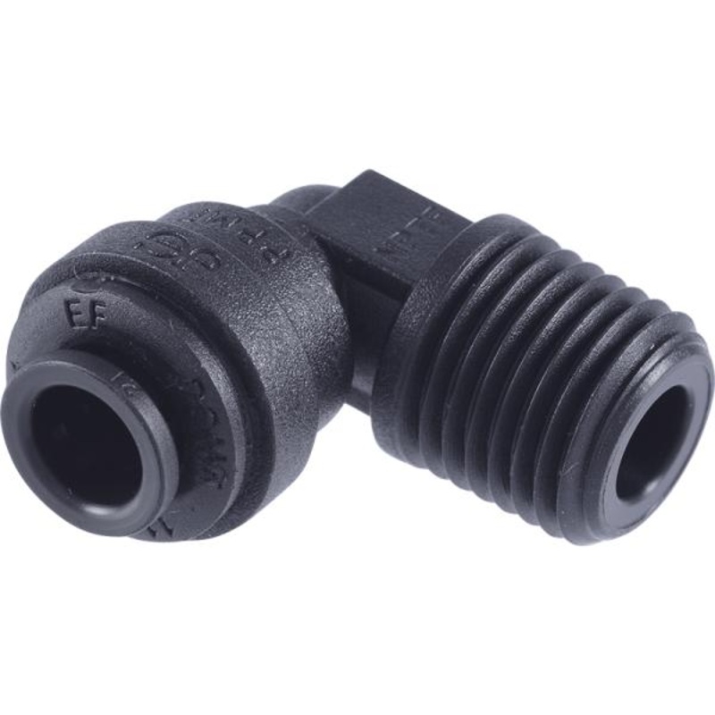 1/4 x 1/4 MPT John Guest Quick Connect Ell – Black