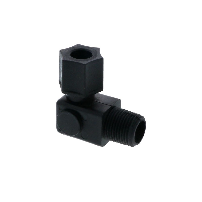 Polypropylene Male Elbow 3/8 MPT  x 3/8 OD Tube x 1/8 FPT Side Port For Gauge