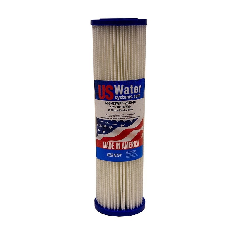 US Water 2.5 x 9.75 Pleated Filter Cartridge 10 Micron