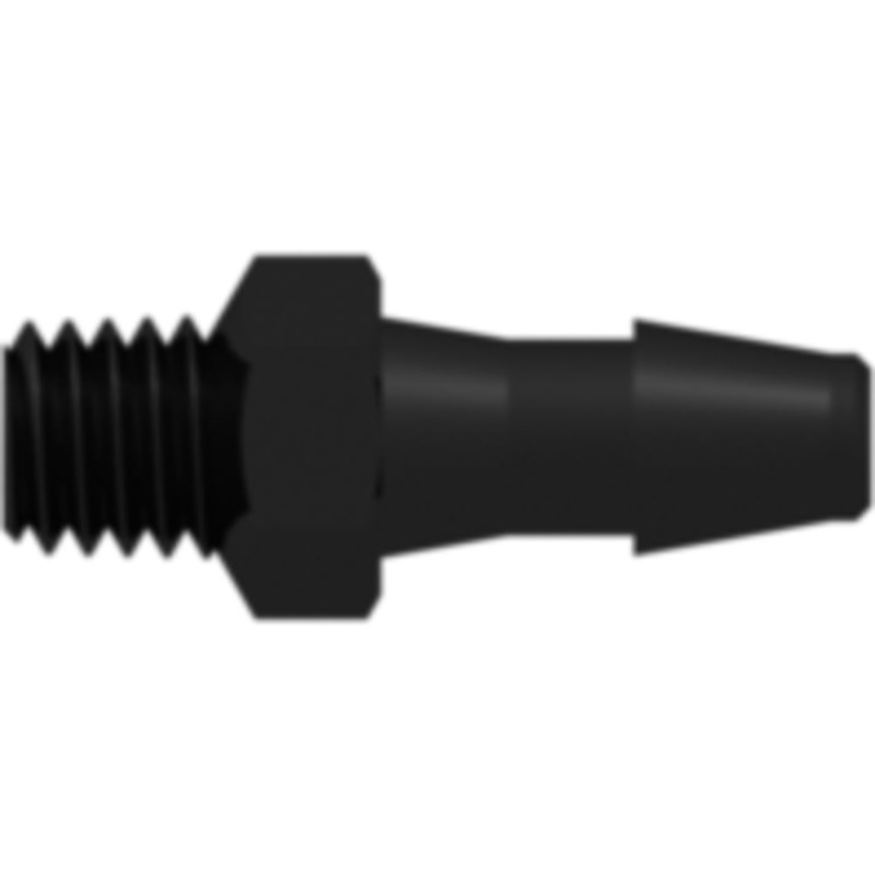 LinkTech 10-32 Special Tapered Thread with 1/4 Hex to 200 Series Barb, 1/8 (3.2 mm) ID Tubing, Black Nylon