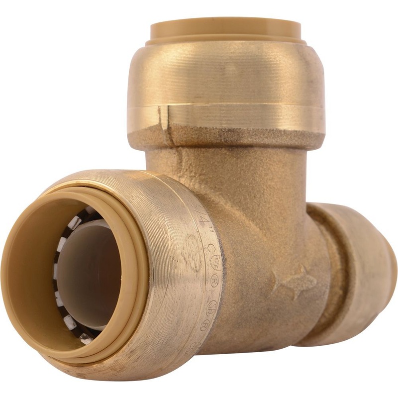 SharkBite U444LF Lead-Free Brass Push-to-Connect Reducing Tee – 3/4 x 1/2 x 3/4
