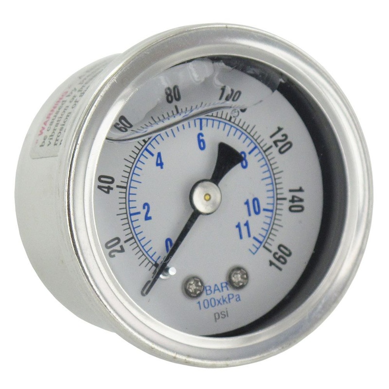 Water Pressure Gauge 160 PSI, 1/8 MPT, 1.5 Plastic Dial, Center Mount, SS Case
