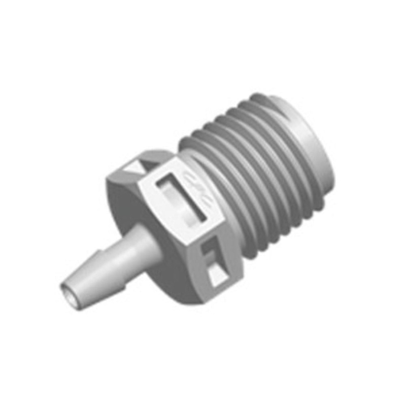 FitQuik PVDF (Kynar) Thread to Tube Straight Fitting – 1/4 NPT to 1/8 ID Barb