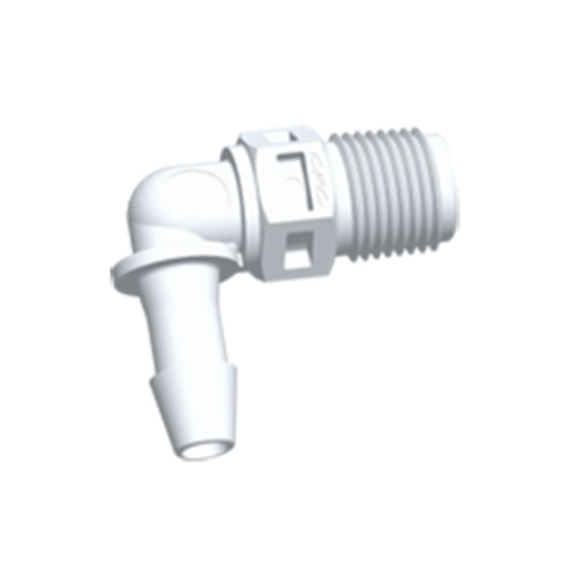 FitQuik Nylon Thread to Tube Elbow Fitting – 1/8 NPT to 3/16 Hose Barb