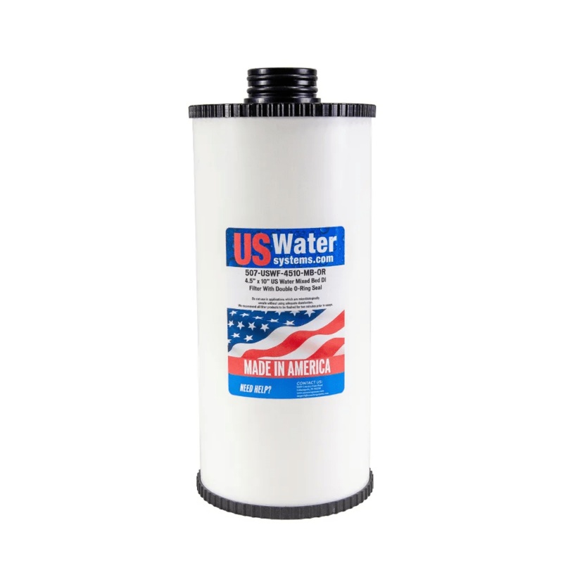 US Water DI Resin Cartridge 4.5 x 10 Double O-Ring Seal 0.8 GPM | USWF-4510-MB-OR