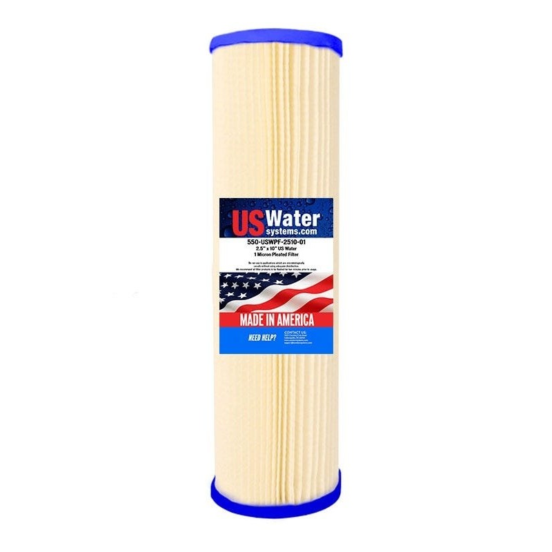 US Water 2.5 x 9.75 Pleated Filter Cartridge 1 Micron