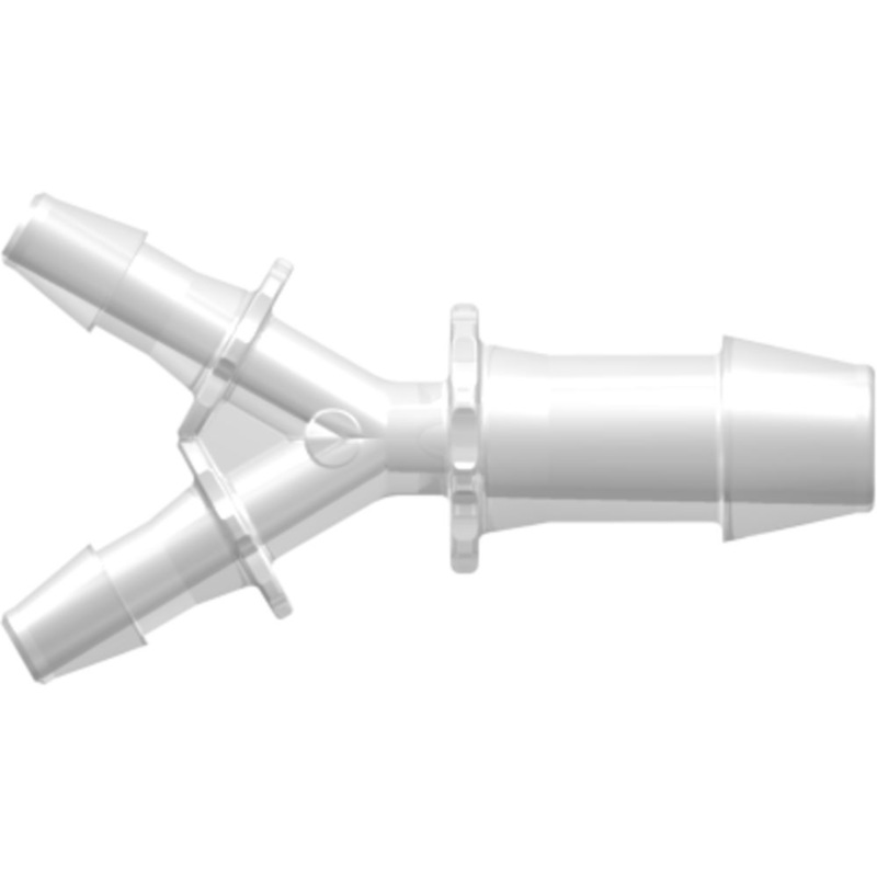 LinkTech Y Tube Fitting with 600 Series Barbs, 1/8 (3.2 mm) and 1/4 (6.4 mm) ID Tubing, Natural Polypropylene