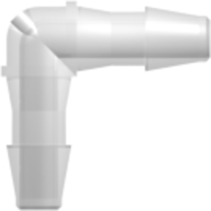 LinkTech Elbow Tube Fitting with 200 Series Barbs, 3/32 (2.4 mm) ID Tubing, Natural Polypropylene