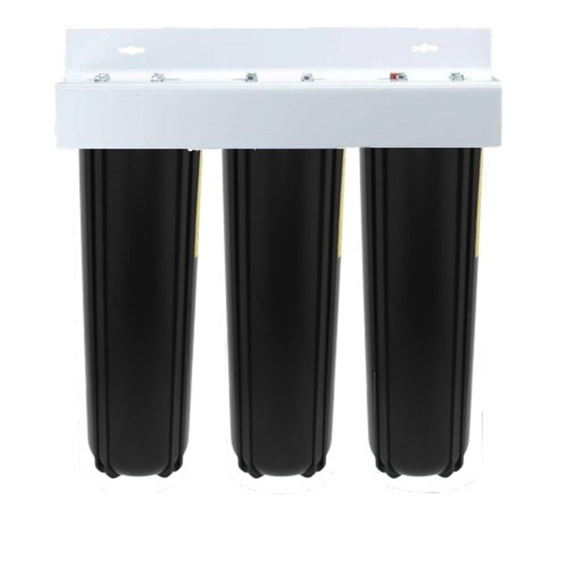 20 Big Flow Triple Series Plumbed Filter Housing DIY 1.5 FPT