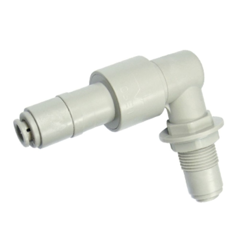 DMfit Stop Quick Connect Bulkhead Union Elbow – 1/4 x 1/4