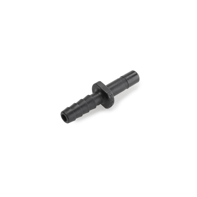 Black Kynar PVDF Tube Stem to Barb – 1/4 x 1/4