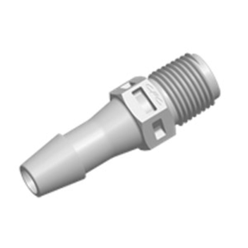 FitQuik PVDF (Kynar) Thread to Tube Straight Fitting – 1/8 NPT to 1/4 ID Barb