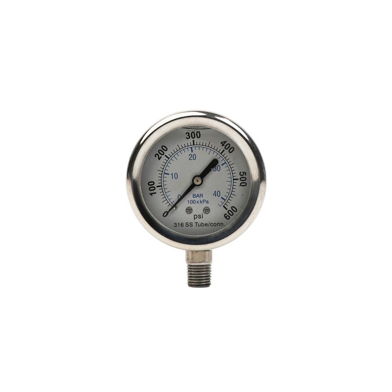 Water Pressure Gauge 600 PSI, 1/4 MPT, 2.5 Dial, Lower Back Mount, SS Case