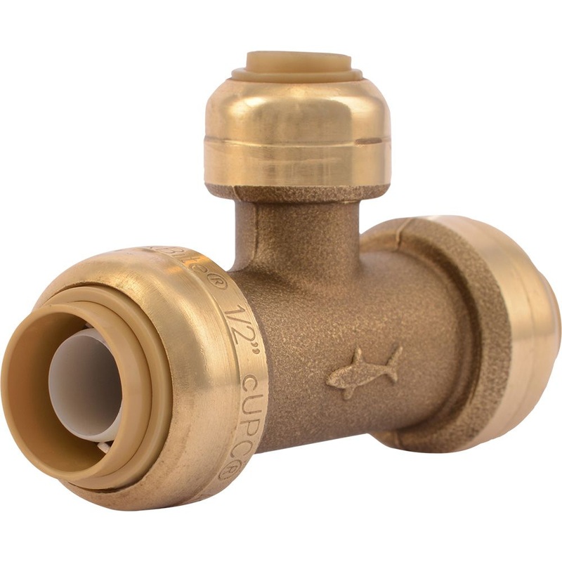 SharkBite U359LF Lead-Free Brass Push-to-Connect Reducing Tee – 1/2 x 1/2 x 1/4