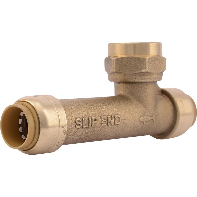 SharkBite U3482LF Lead-Free Brass Push-to-Connect Female Centre SLIP Tee – 1/2 x 1/2 x 1/2 FPT