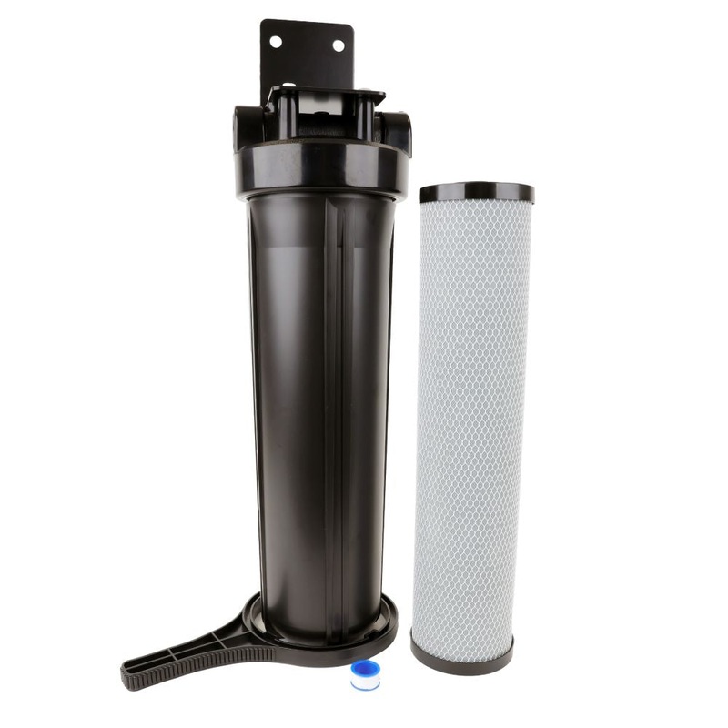 Whole House Water Filter System, 4.5 x 20 Twin Filtration Universal Housing (Black) 1 RPT Port