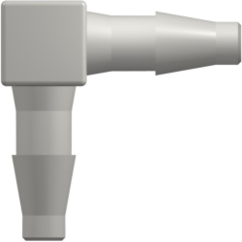 LinkTech Elbow Tube Fitting with Classic Series Barbs, 5/32 (4.0 mm) ID Tubing, White Nylon