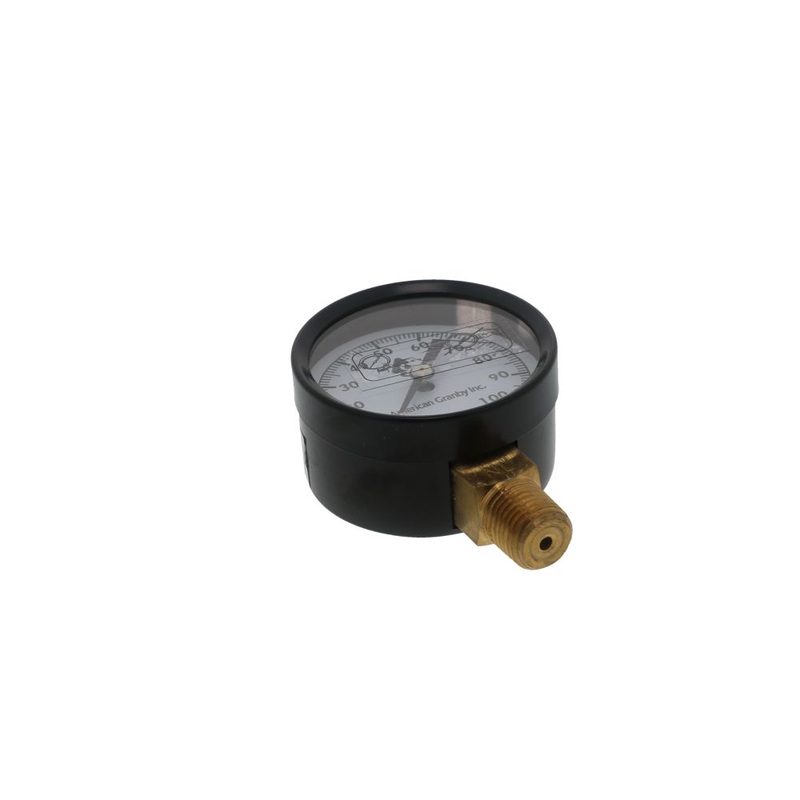 Water Pressure Gauge 100 PSI, 1/4 MPT, 2.0 Glass Dial, Lead Free Brass, Lower Mount, Black Steel Case