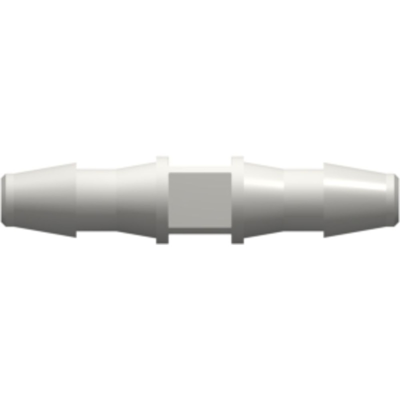 LinkTech Straight Through Tube Fitting with 200 Series Barbs, 1/8 (3.2 mm) ID Tubing, White Nylon