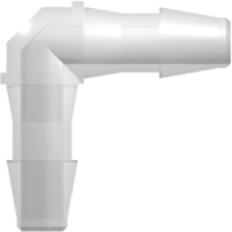 LinkTech Elbow Tube Fitting with 200 Series Barbs, 1/8 (3.2 mm) ID Tubing, Natural Polypropylene