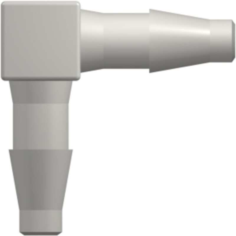 LinkTech Elbow Tube Fitting with Classic Series Barbs, 3/16 (4.8 mm) ID Tubing, White Nylon