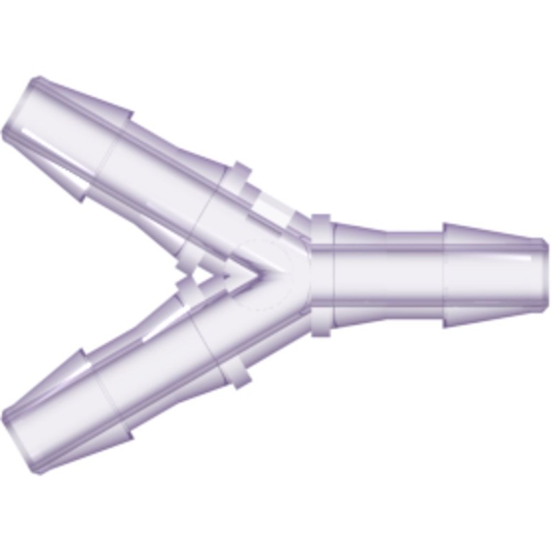 LinkTech Y Tube Fitting with 200 Series Barbs, 1/8 (3.2 mm) ID Tubing, Rad. Stable Polycarbonate