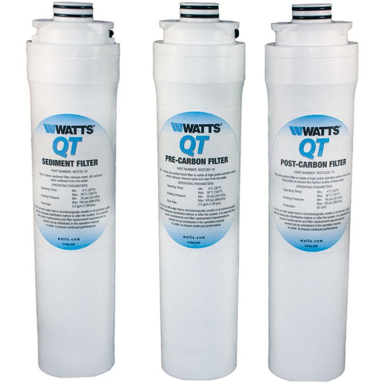 Watts QT Quick Twist Reverse Osmosis Filters | WQTSC-10, WQTCBC-10, WQTCGAC-10