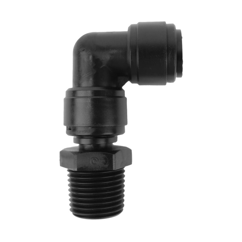 NeoFit – Acetal Black Male Elbow Swivel- 1/2tube OD x 1/2NPTF
