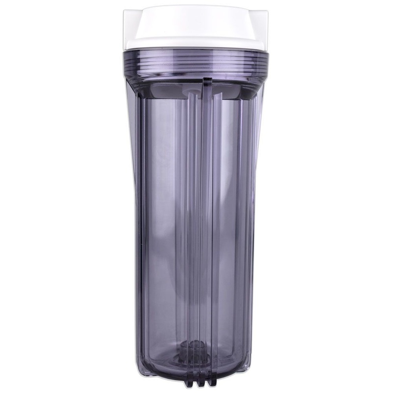 10 Neo-Pure SlimLine Filter Housing Clear Sump/Flat White Cap 1/2 No Pressure Relief