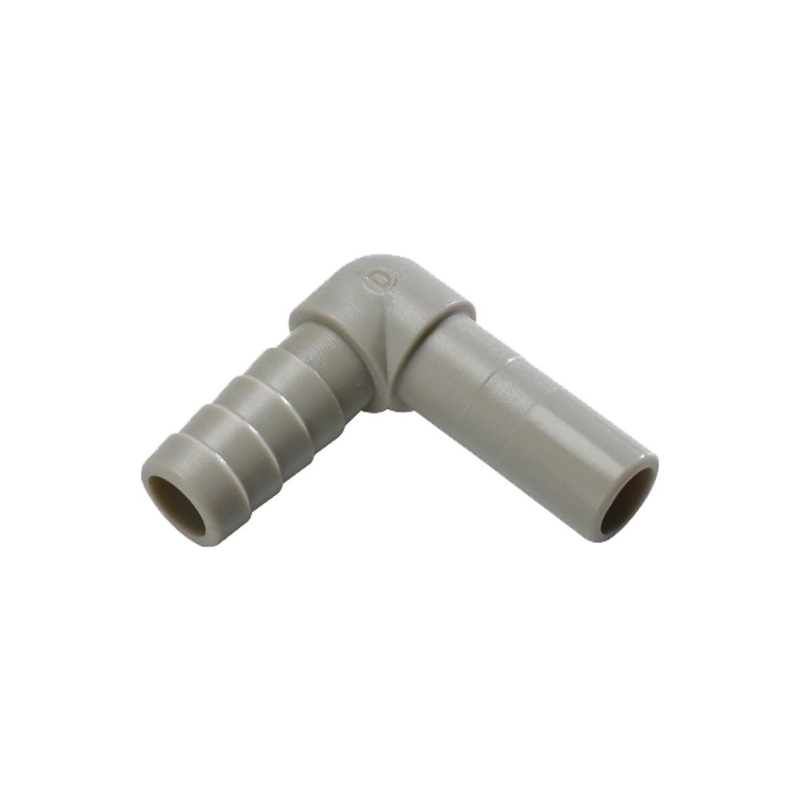 NeoFit – Acetal Gray Stem Barb Elbow Connector 3/8stem x 8mm (5/16) barb