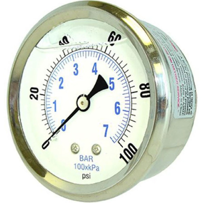Water Pressure Gauge 1000 PSI, 1/4 MPT, 2.5 Plastic Dial, Center Mount, SS Case