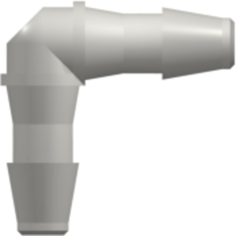 LinkTech Elbow Tube Fitting with 200 Series Barbs, 1/8 (3.2 mm) ID Tubing, White Nylon