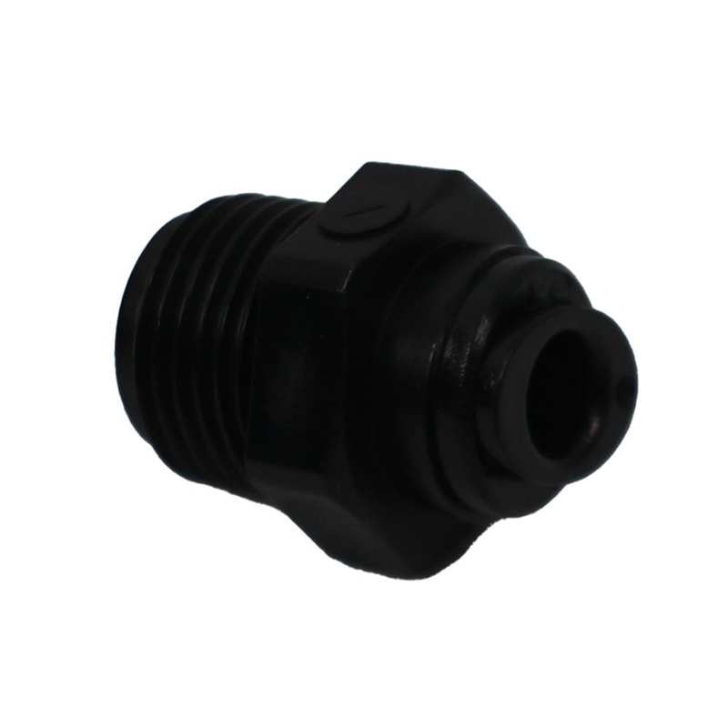 BLACK – Male Connector Acetal  1/4 qc x 3/8 MNPT