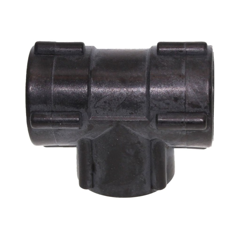 Tee Union Female – 1/2 FPT x 1/2 FPT x 1/2 FPT – Black Polypropylene
