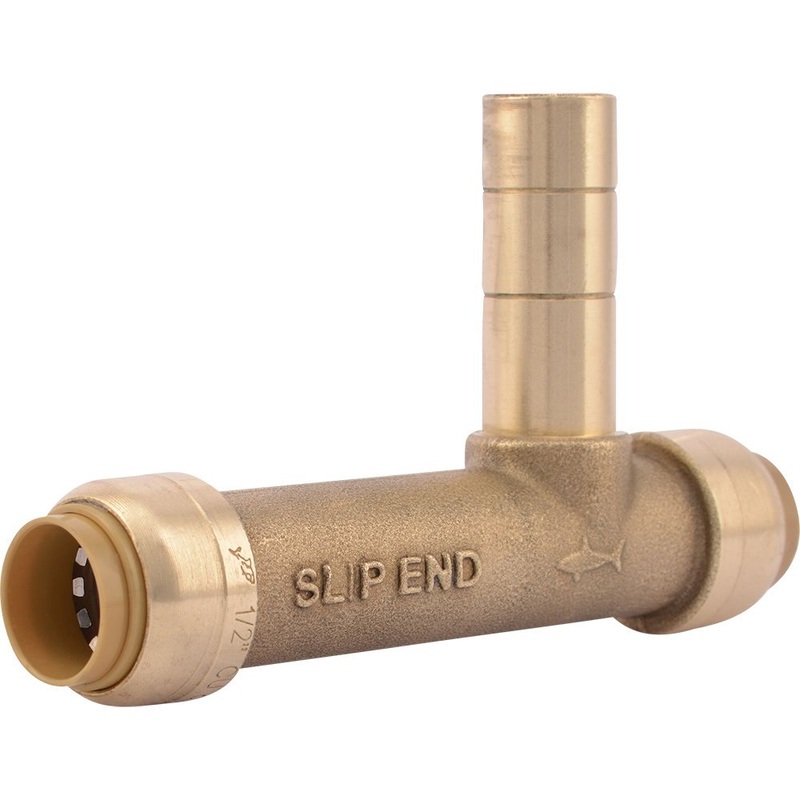 SharkBite U4482LF Lead-Free Brass Push-to-Connect Service SLIP Tee – 1/2 x 1/2 x 1/2 CTS