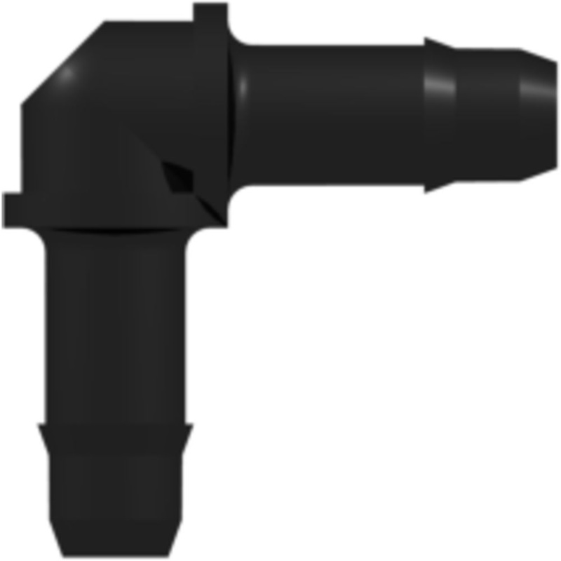 LinkTech Elbow Tube Fitting with 400 Series Barbs, 5/32 (4.0 mm) ID Tubing, Black Nylon