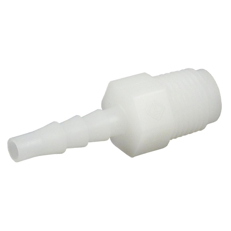 Male Barb Connector Natural Polypropylene – 5/32 ID Barb x 1/8 MNPT