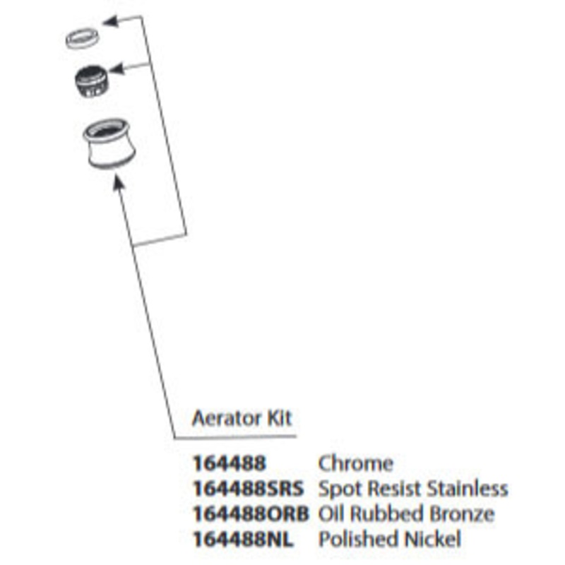 Weymouth Chrome Aerator Kit|Chrome|Black|Polished Nickel|Oil Rubbed Bronze|Spot Resist Stainless|Brushed Gold