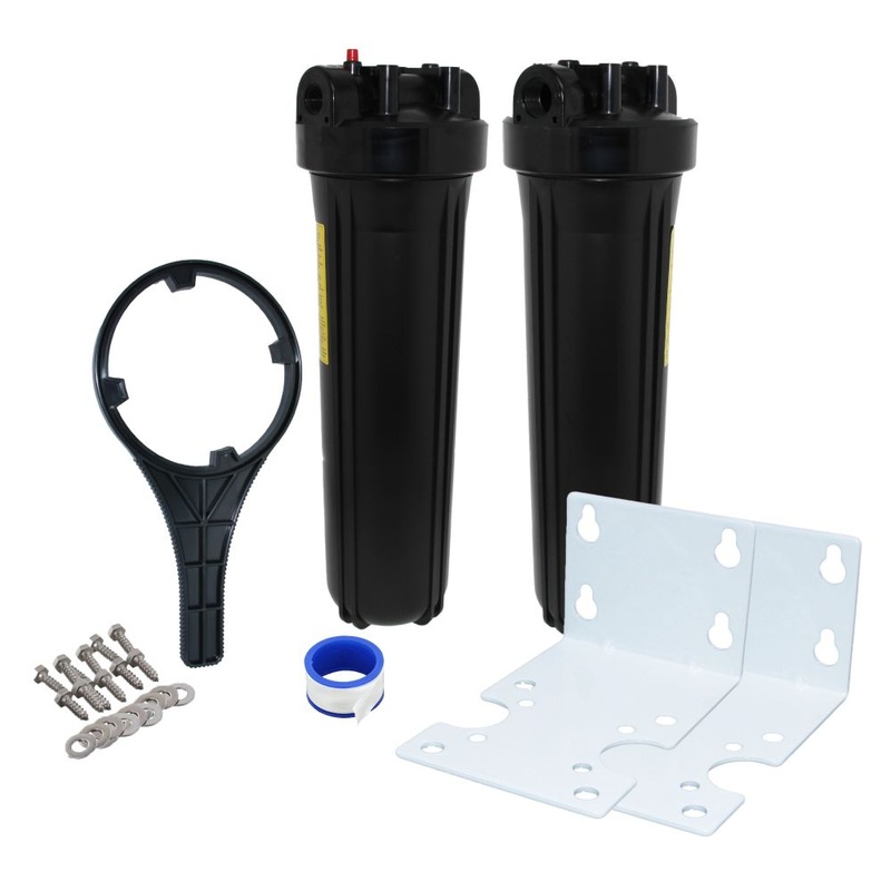 20 Big Flow Twin Parallel Filter Housing DIY – Black Cap/Black Sump 1 PR, Wrench