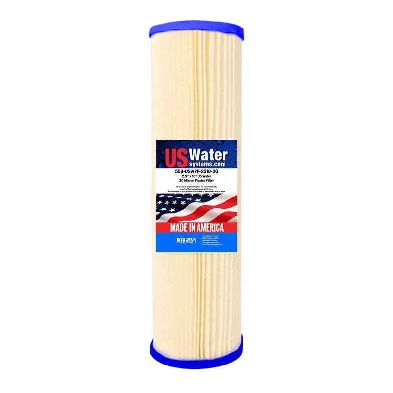 US Water 2.5 x 9.75 Pleated Filter Cartridge 20 Micron